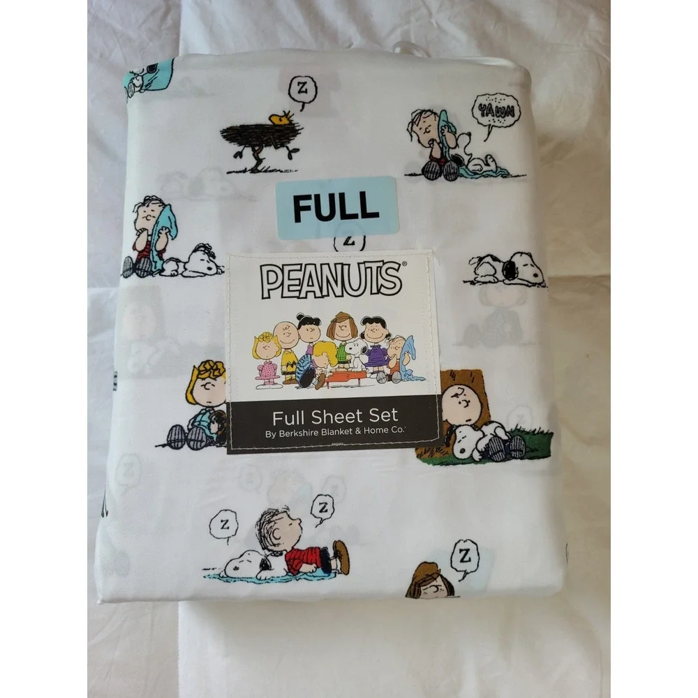 Peanuts Snoopy FULL Bed Sheet Set Woodstock Charlie Brown Linus Peppermint Patty